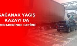 DÜZCE’DE KAMYON OTOMOBİLE ARKADAN ÇARPTI