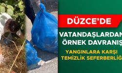 YANGINLARA DİKKAT ÇEKTİ, ORMANI TEMİZLEDİ