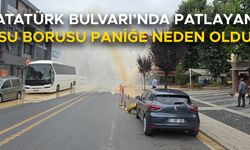 BORUDAN ÇIKAN BASINÇLI SU METRELERCE YUKARIYA FIRLADI