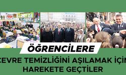 VALİ ASLAN VE BAŞKAN ÖZLÜ MİNİK ÖĞRENCİLERLE ÇÖP TOPLADI