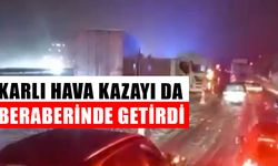 KAYGANLAŞAN YOLDA 6 ARAÇ ÇARPIŞTI: ULAŞIM DURMA NOKTASINA GELDİ