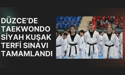DÜZCE’DE TAEKWONDO SİYAH KUŞAK TERFİ SINAVI TAMAMLANDI