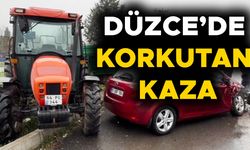 KAVŞAKTA OTOMOBİL VE TRAKTÖR ÇARPIŞTI: 2 KİŞİ YARALANDI