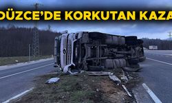 D-655 KARAYOLUNDA TIR DEVRİLDİ