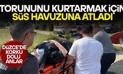 SÜS HAVUZUNA DÜŞEN BABAANNE VE TORUN KURTARILDI