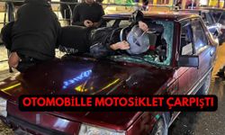 TALİHSİZ KAZADA MOTOSİKLET SÜRÜCÜSÜ OTOMOBİL CAMINDAN GİRDİ