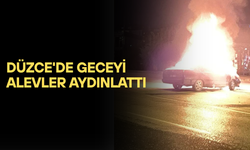 DÜZCE'DE OTOMOBİL ALEV TOPUNA DÖNDÜ