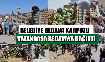 CUMAYERİ BELEDİYESİ 17 TON KARPUZ DAĞITTI