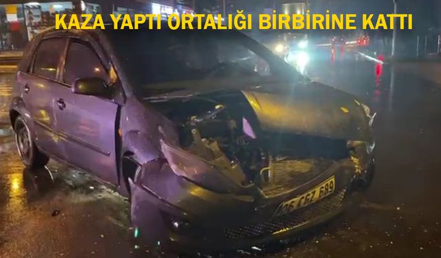 KAZA YAPAN SÜRÜCÜ BASIN MENSUBUNA SALDIRMAYA ÇALIŞTI