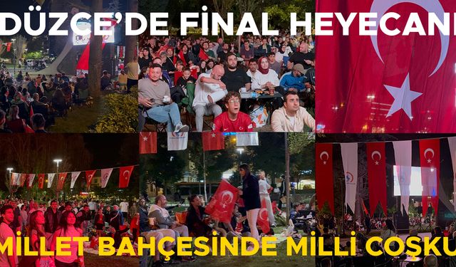 DÜZCE'DE FİNAL COŞKUSU: TÜRKİYE-ALMANYA MAÇI DEV EKRANDA İZLENDİ
