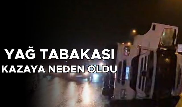 KERVAN KAVŞAĞI’NDA TIR YOLA DEVRİLDİ: SÜRÜCÜ YARALANDI