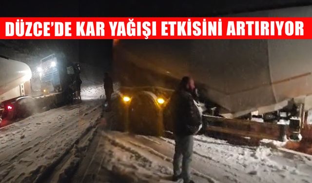 YIĞILCA YOLUNDA MAKASLAYAN TIR ULAŞIMI AKSATTI