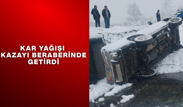 DÜZCE’DE KANALA DEVRİLEN PİKAPTAKİ 2 KİŞİ YARALANDI