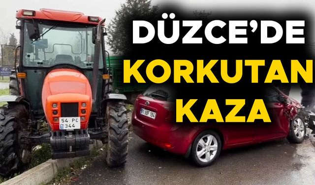 KAVŞAKTA OTOMOBİL VE TRAKTÖR ÇARPIŞTI: 2 KİŞİ YARALANDI
