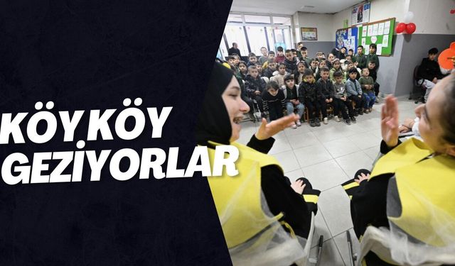 LİSELİLERDEN OLUŞAN TİYATRO GRUBU KÖY OKULLARINDA SAHNE ALIYOR