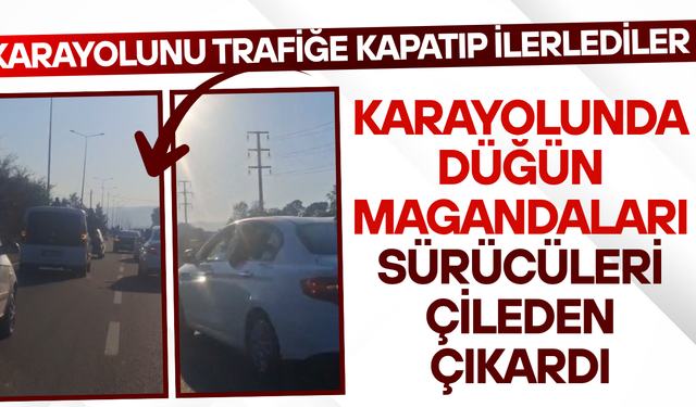 DÜĞÜN KONVOYU SÜRÜCÜLERİN TEPKİSİNİ ÇEKTİ