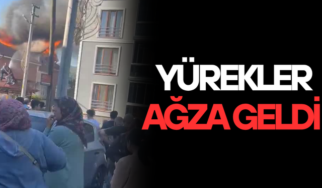 KAYNAŞLI’DA 2 KATLI EV ALEVLERE TESLİM OLDU