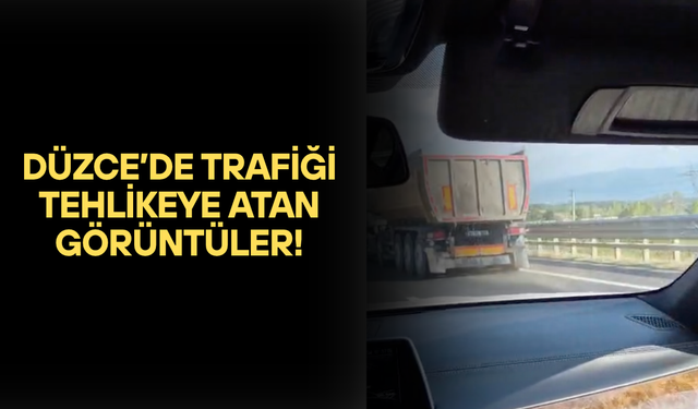 DAMPERLİ ARAÇTAN YOLA SAÇILDI, SÜRÜCÜLER ZOR ANLAR YAŞADI