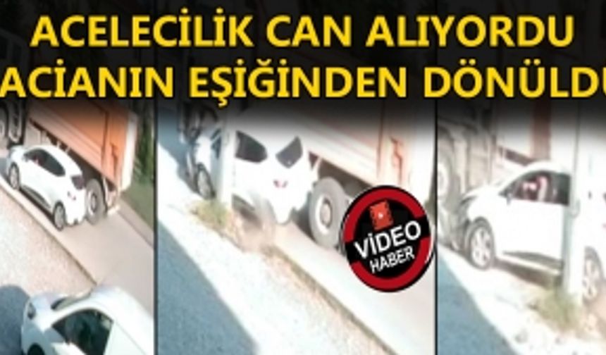 FACİANIN EŞİĞİNDEN DÖNÜLDÜ: KAZA ANI GÜVENLİK KAMERASINA YANSIDI