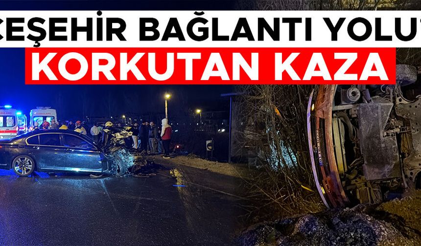 OTOMOBİLLE ÇARPIŞAN HALK OTOBÜSÜ ŞARAMPOLE UÇTU: 5 YARALI