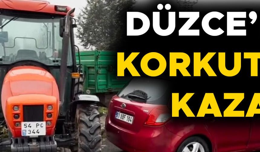 KAVŞAKTA OTOMOBİL VE TRAKTÖR ÇARPIŞTI: 2 KİŞİ YARALANDI