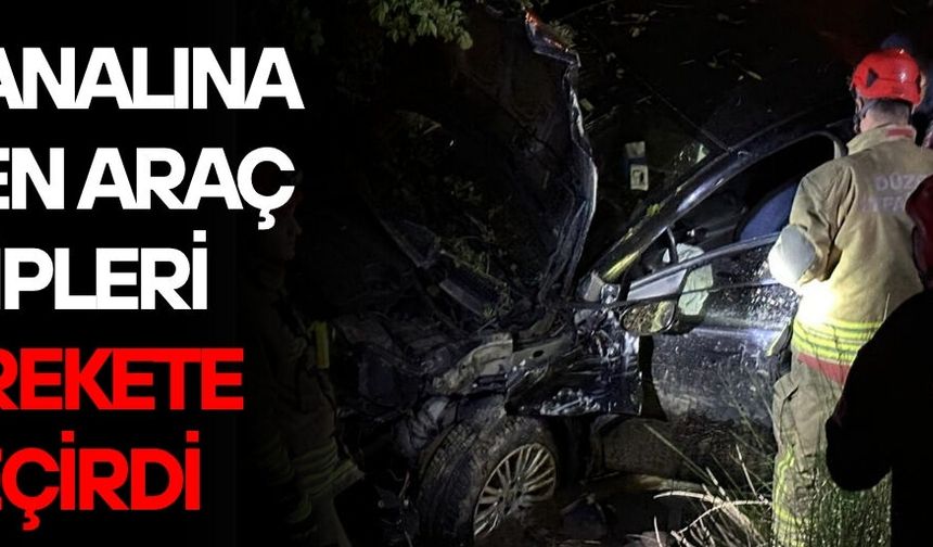 ARAÇ İÇERİSİNDE SIKIŞAN SÜRÜCÜYÜ İTFAİYE EKİPLERİ KURTARDI