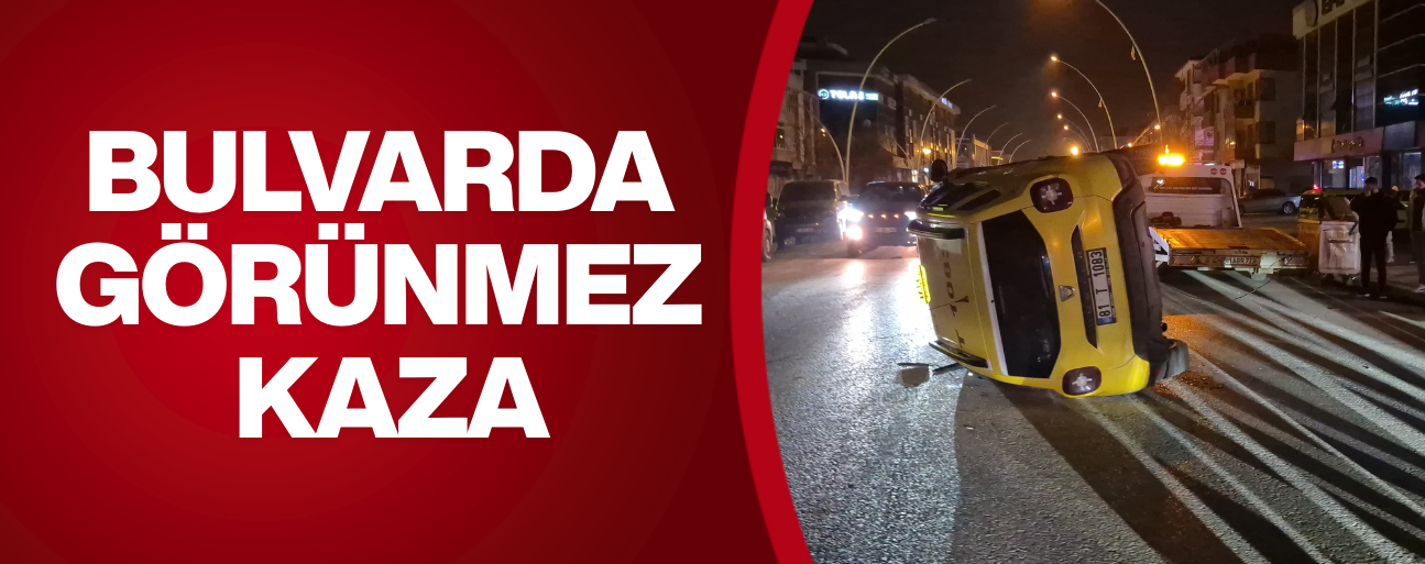 SIKIŞAN TİCARİ TAKSİ PARK HALİNDEKİ OTOMOBİLE ÇARPIP TAKLA ATTI