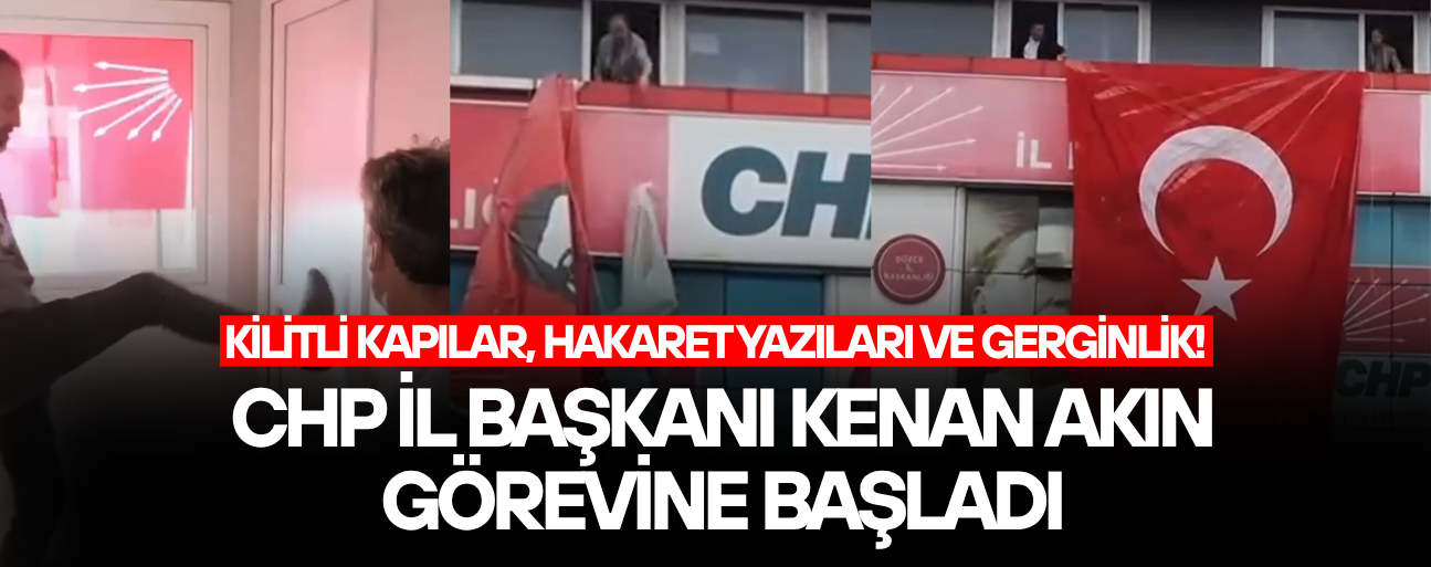 PARTİ BİNASINDAN ÖZEL VE İMAMOĞLU’NUN POSTERİ KALDIRILDI TÜRK BAYRAĞI ASILDI