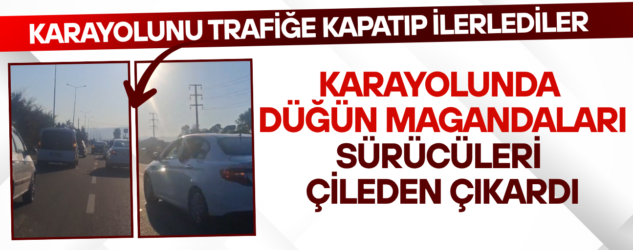 DÜĞÜN KONVOYU SÜRÜCÜLERİN TEPKİSİNİ ÇEKTİ