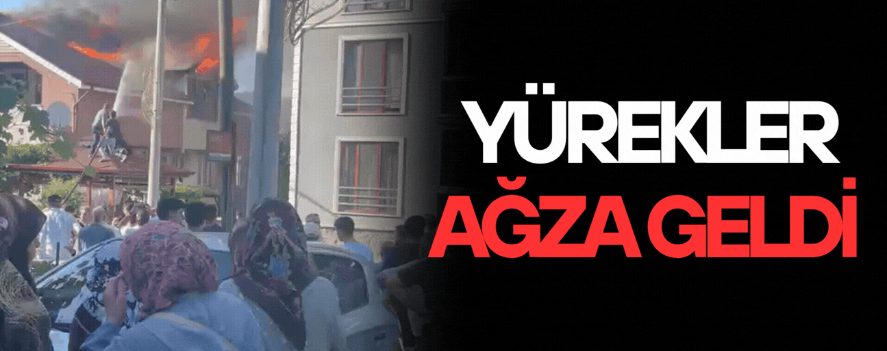 KAYNAŞLI’DA 2 KATLI EV ALEVLERE TESLİM OLDU