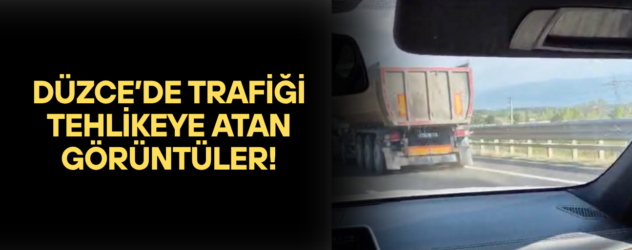 DAMPERLİ ARAÇTAN YOLA SAÇILDI, SÜRÜCÜLER ZOR ANLAR YAŞADI