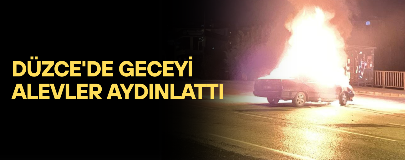 DÜZCE'DE OTOMOBİL ALEV TOPUNA DÖNDÜ