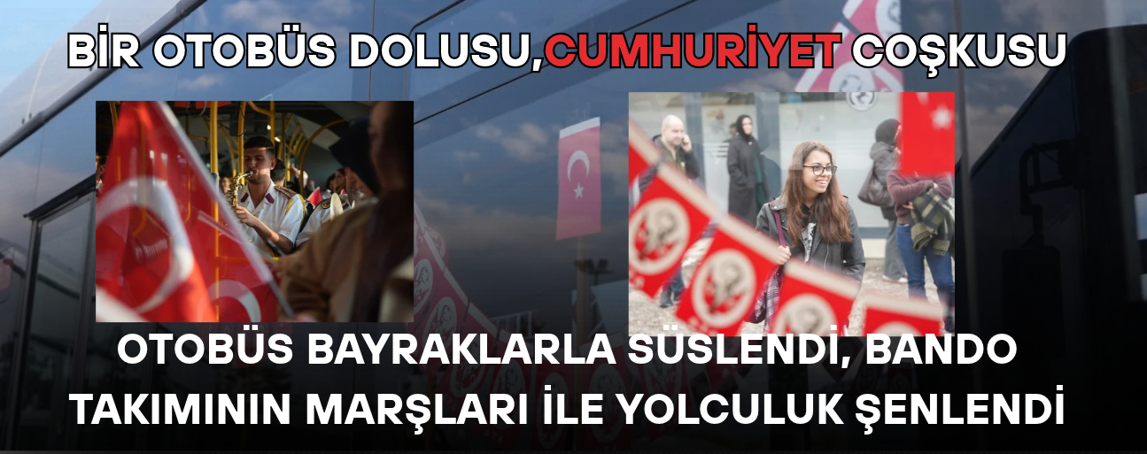 KIRMIZI-BEYAZA BÜRÜNEN OTOBÜSTE BAYRAM HAVASI ESTİ